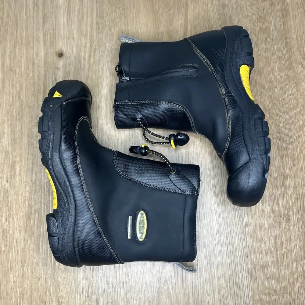 Keen Kids 1 Boots Pull On Side Zip Waterproof Black Leather Unisex Outdoors